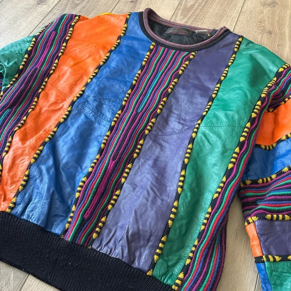 Colorful Patchwork Striped Retro Jacket - Multicolor